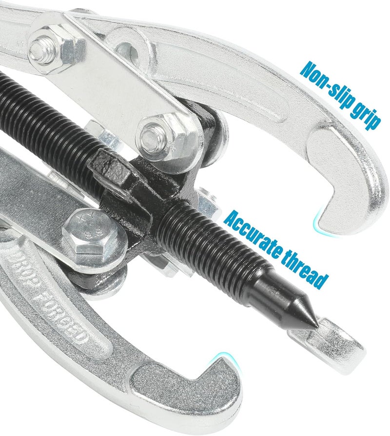 RACOONA Gear Puller,Heavy Duty Pulley Puller,Car Accessories 3 Jaw Gear Bearing Flywheel Pulley Removal Tool,Gear Removal Tool Gear Puller Set,3" 4" 6" 3 Jaw Puller Kit for Slide Gears,Pulley,Flywheel - Image 5